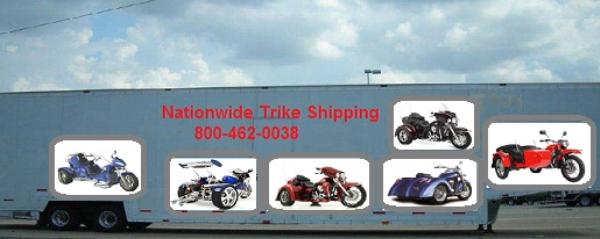 Trike being transported in an enclosed trailer